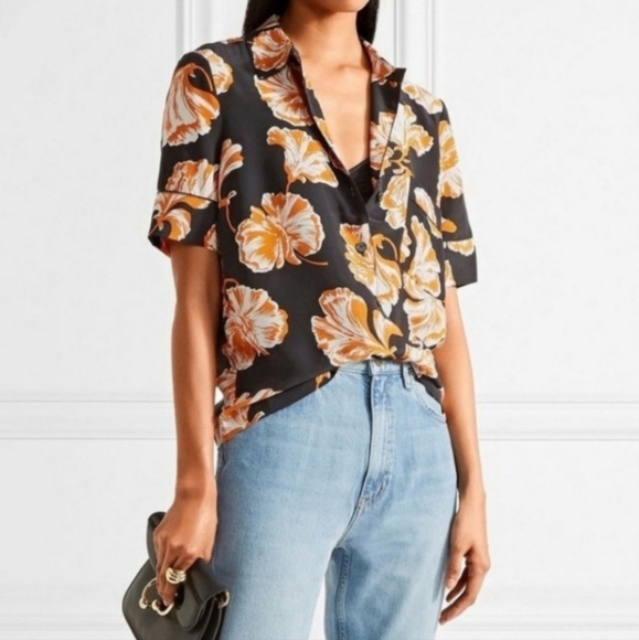 GANNI Geroux Floral Printed Silk Shirt - Picture 8 of 10